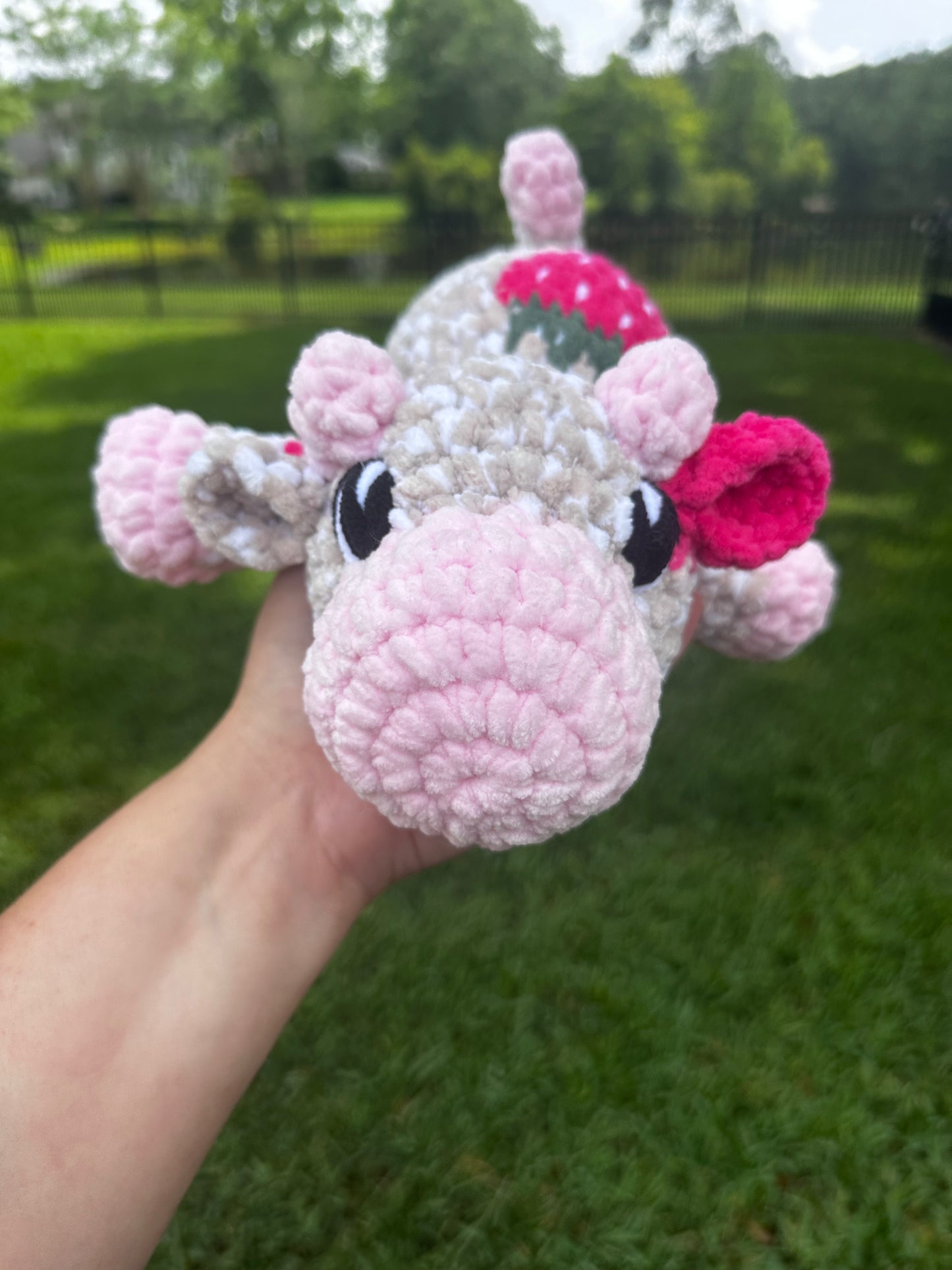 Kyleigh the Cow Plushie (Ready to Ship) - Multi Tan Strawberry