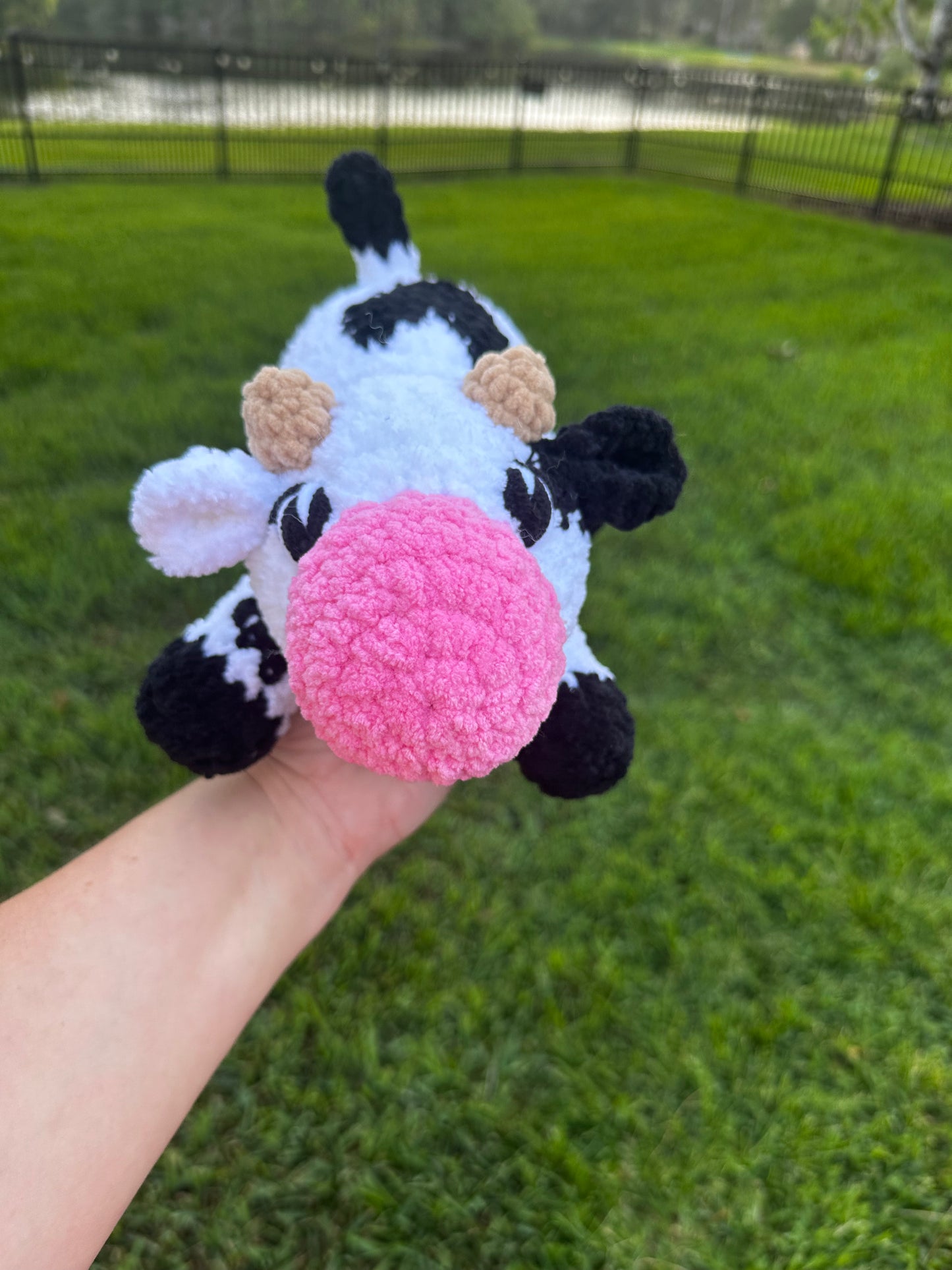 Kyleigh the Cow Plushie (Ready to Ship) - White/Black/Pink