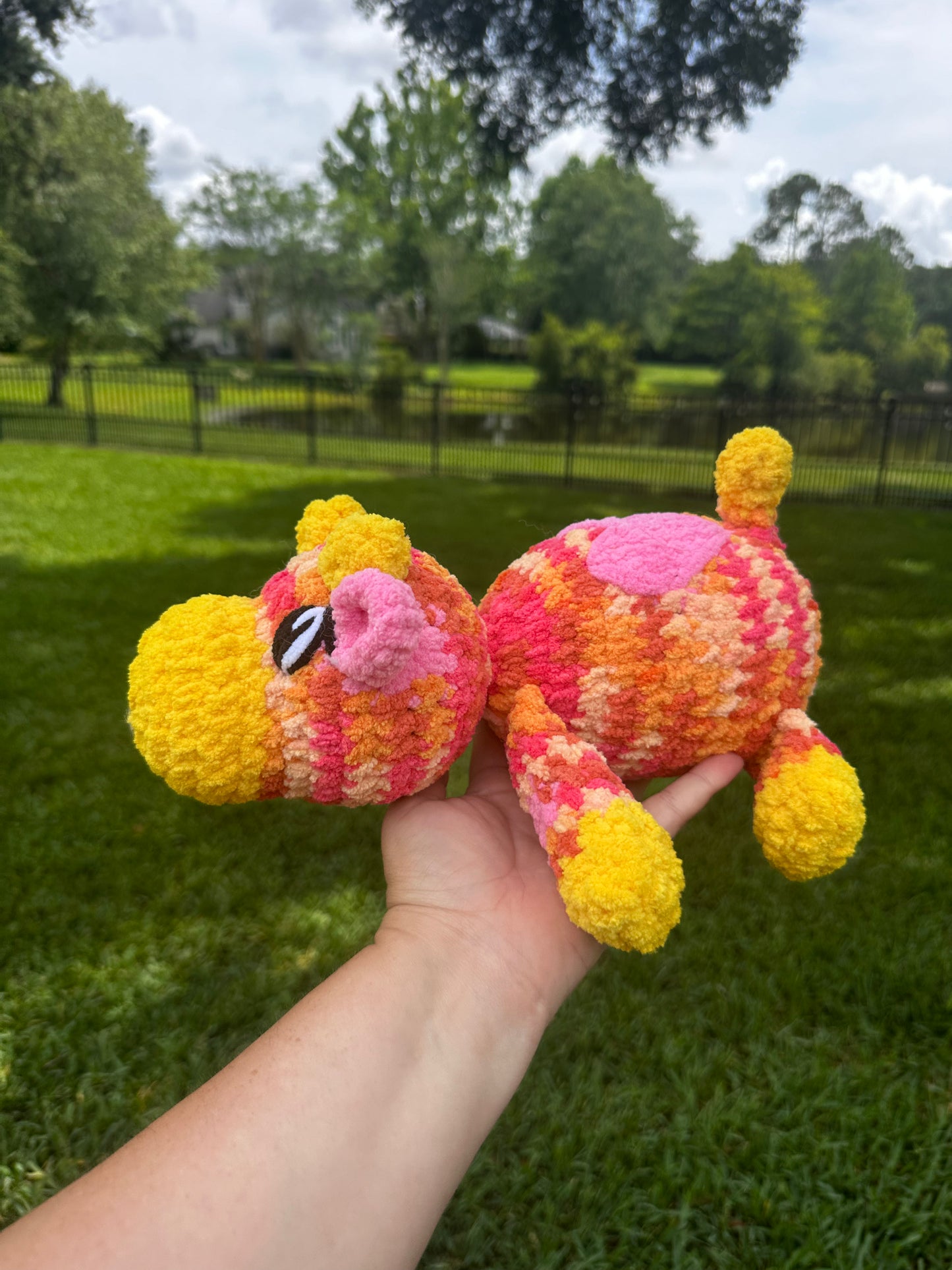 Kyleigh the Cow Plushie (Ready to Ship) - Multi Orange/ Yellow/ Pink