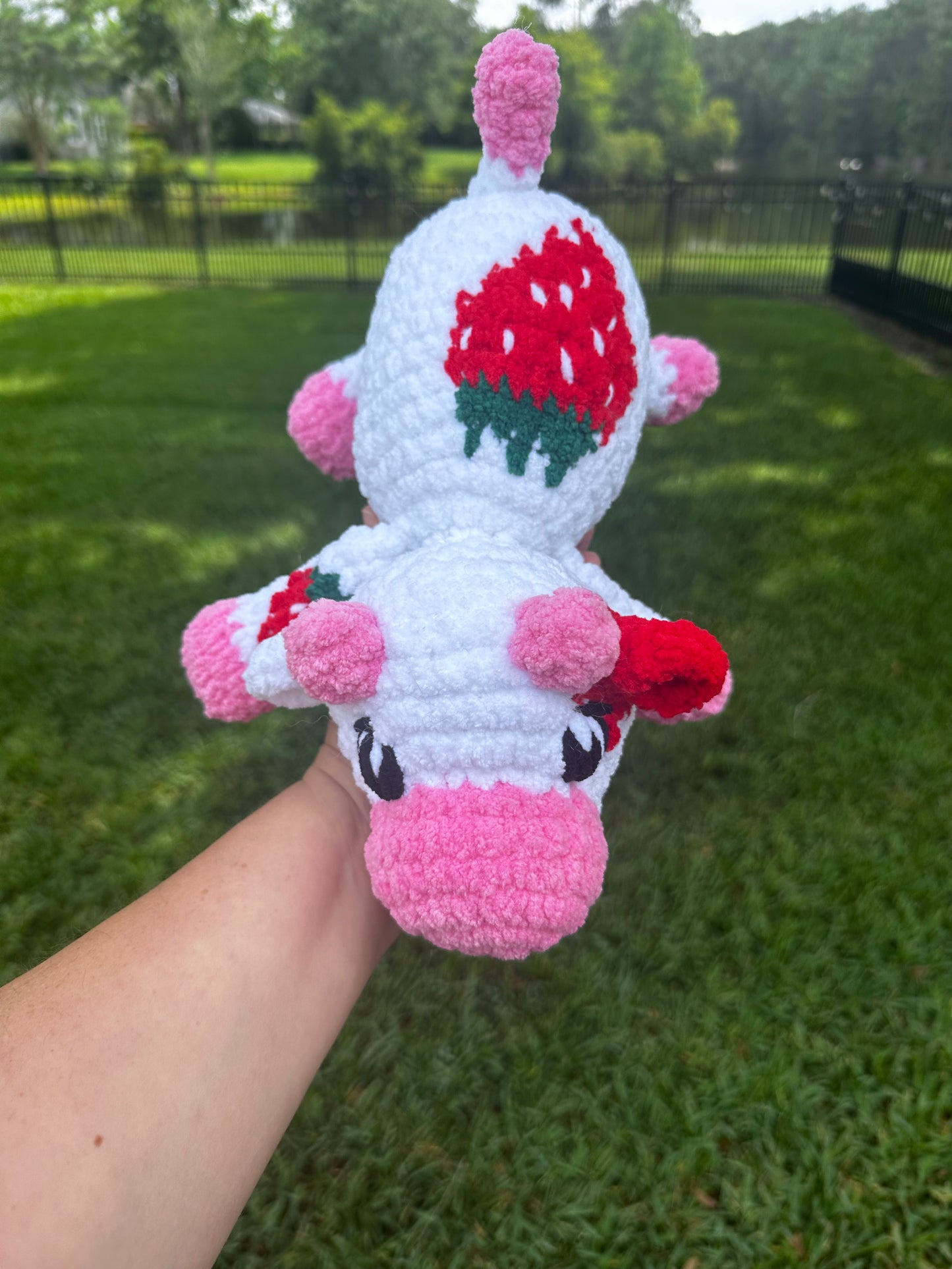 Kyleigh the Cow Plushie (Ready to Ship) - White/ Red Strawberry