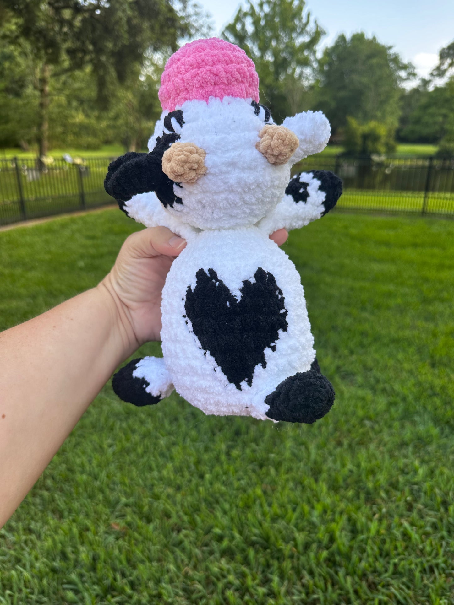 Kyleigh the Cow Plushie (Ready to Ship) - White/Black/Pink