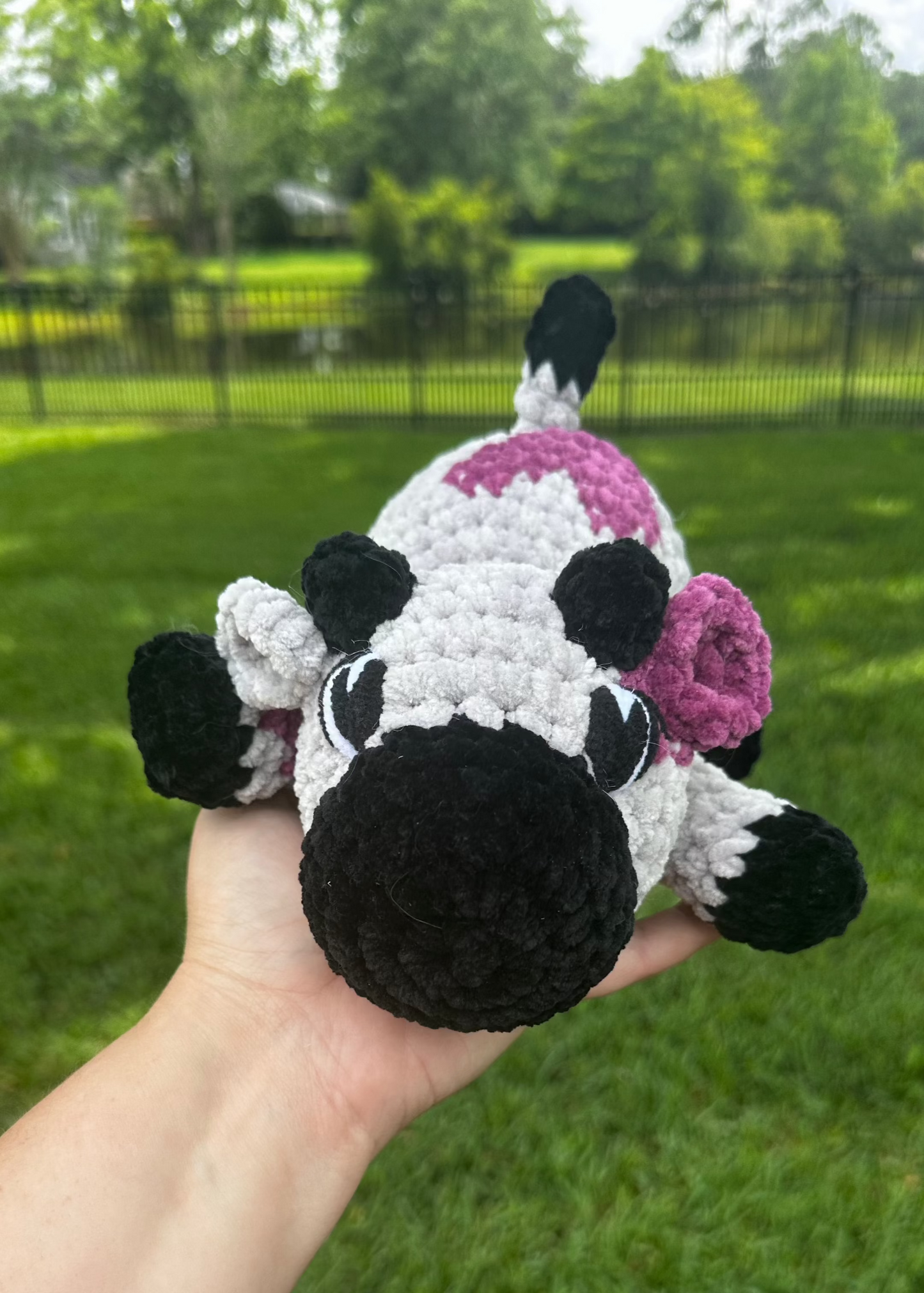 Kyleigh the Cow Plushie (Ready to Ship) - Gray/Black/Plum