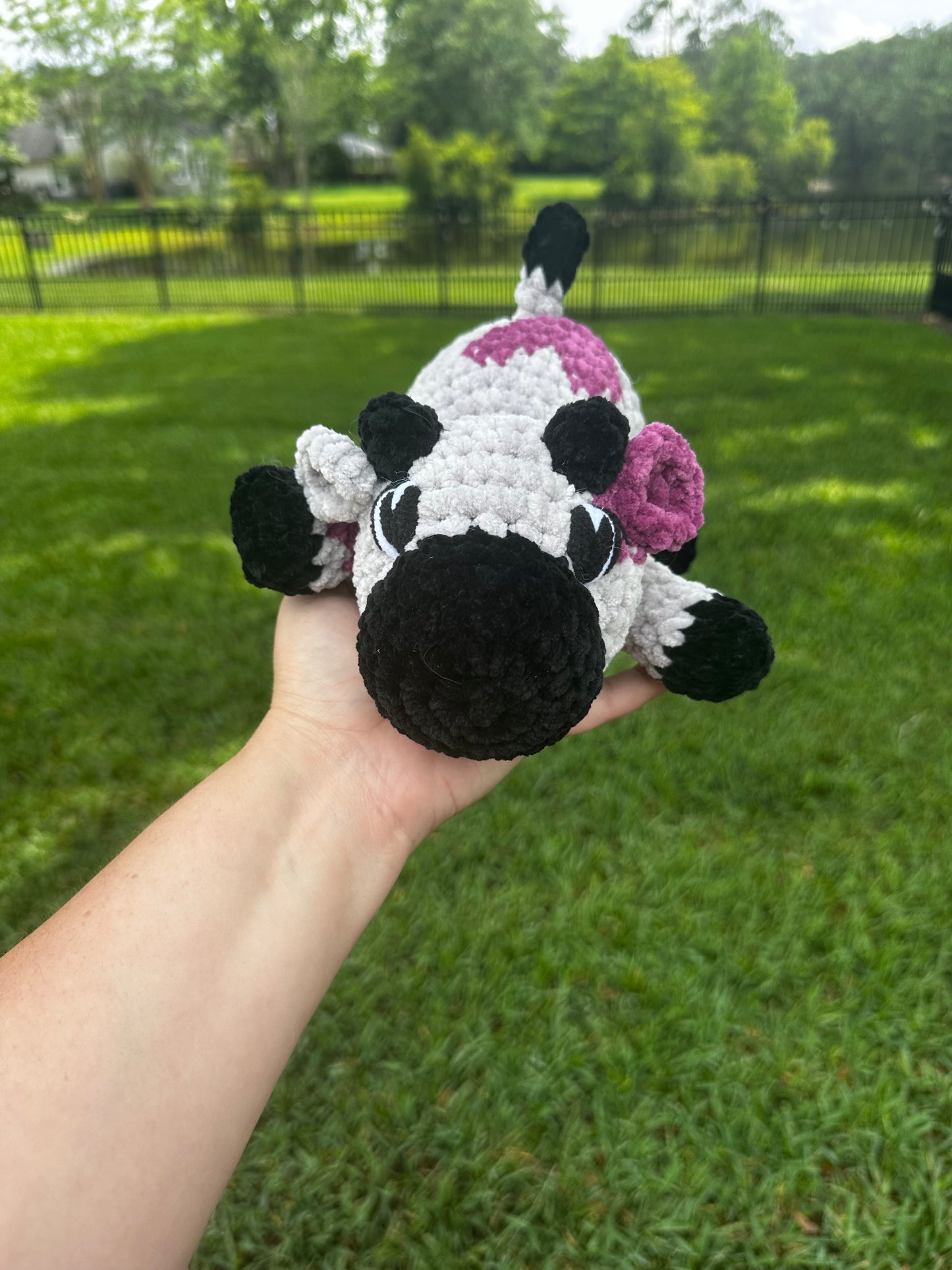Kyleigh the Cow Plushie (Ready to Ship) - Gray/Black/Plum