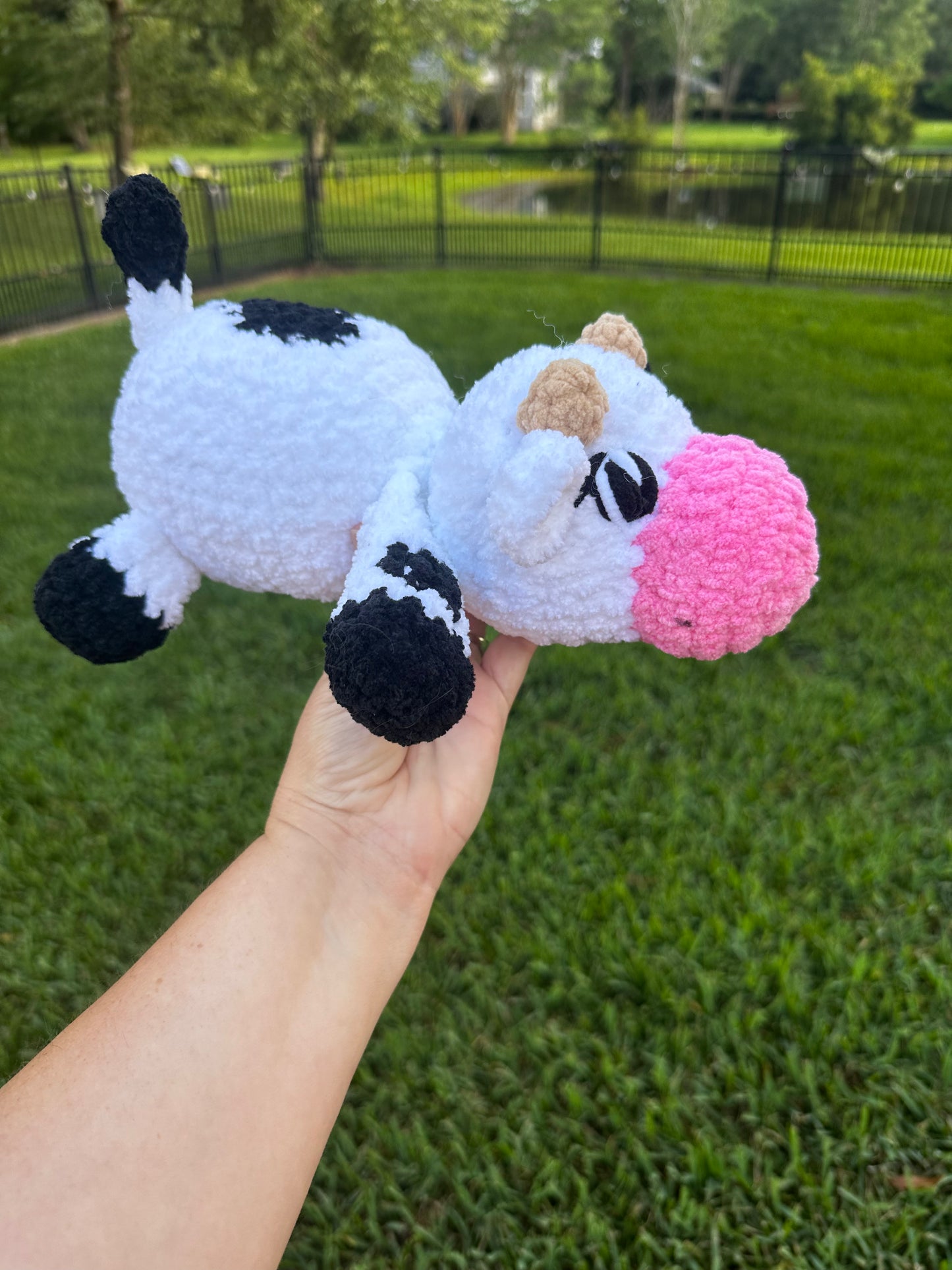 Kyleigh the Cow Plushie (Ready to Ship) - White/Black/Pink