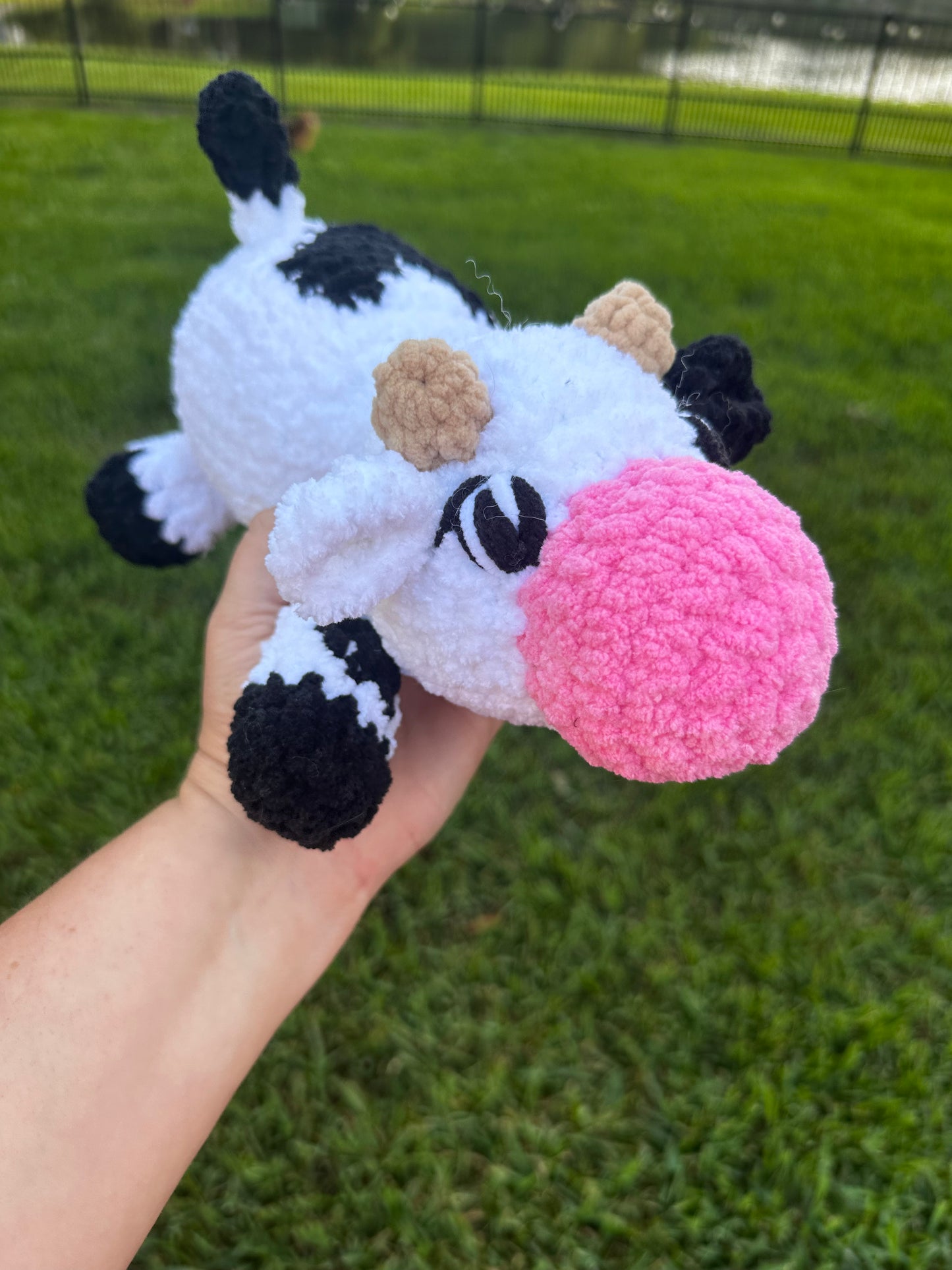 Kyleigh the Cow Plushie (Ready to Ship) - White/Black/Pink
