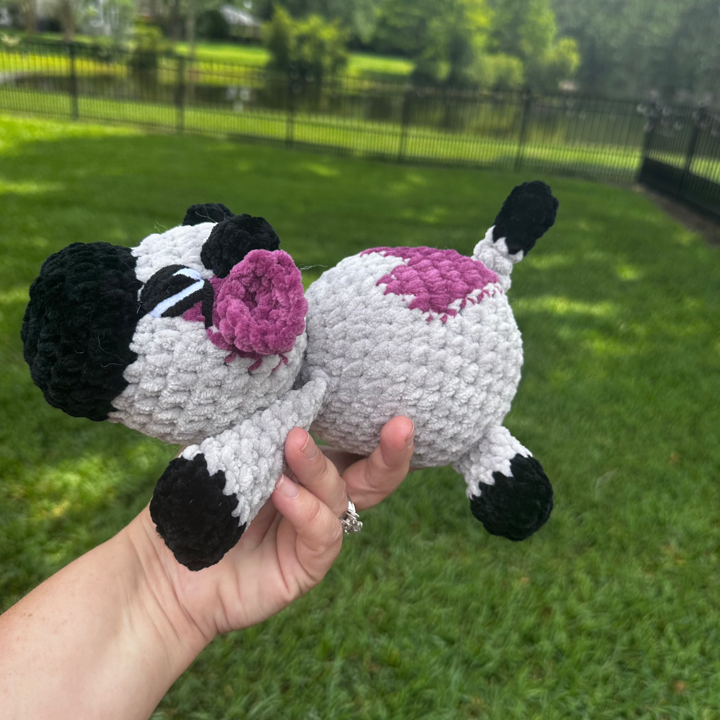 Kyleigh the Cow Plushie (Ready to Ship) - Gray/Black/Plum