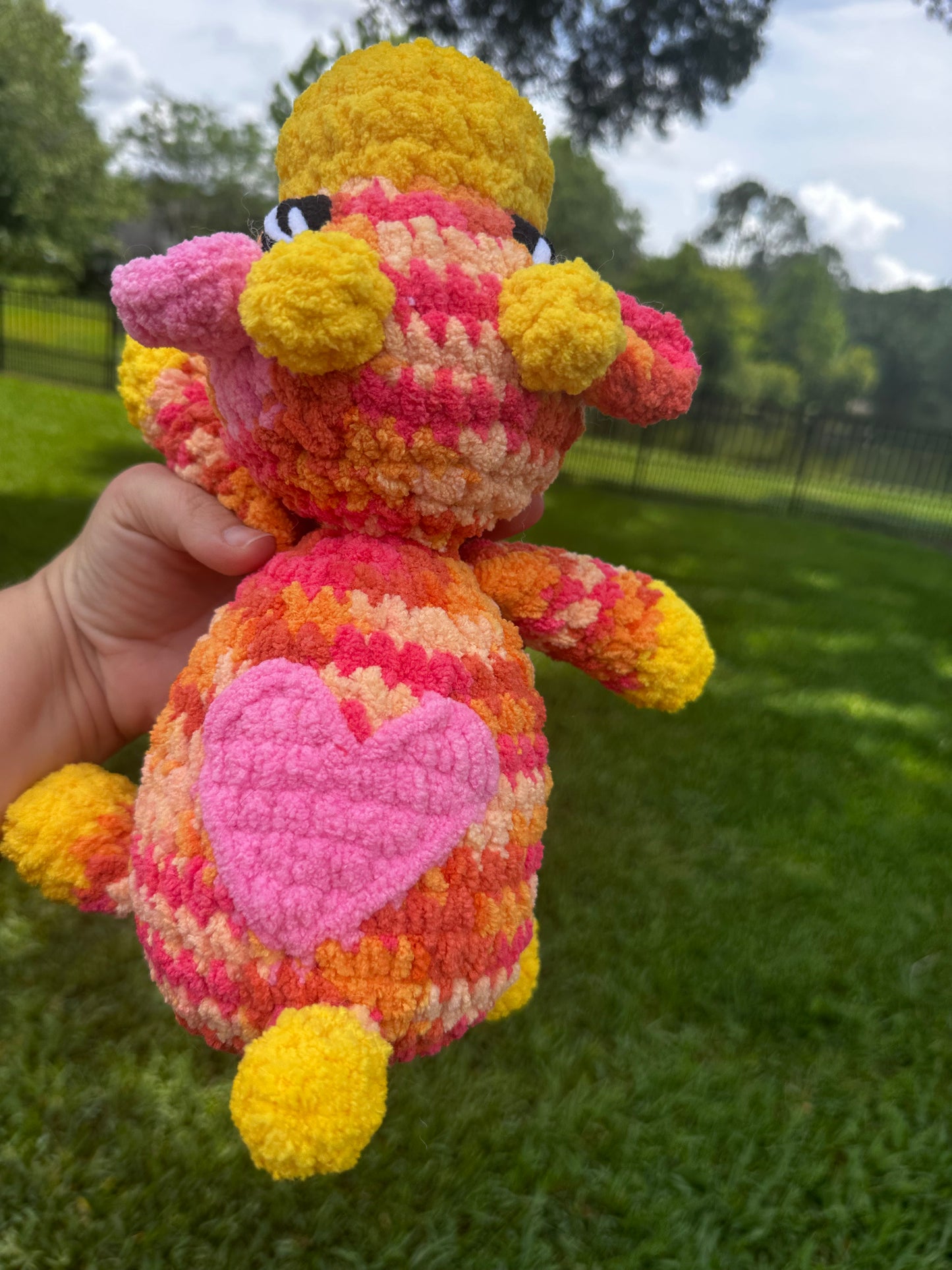 Kyleigh the Cow Plushie (Ready to Ship) - Multi Orange/ Yellow/ Pink
