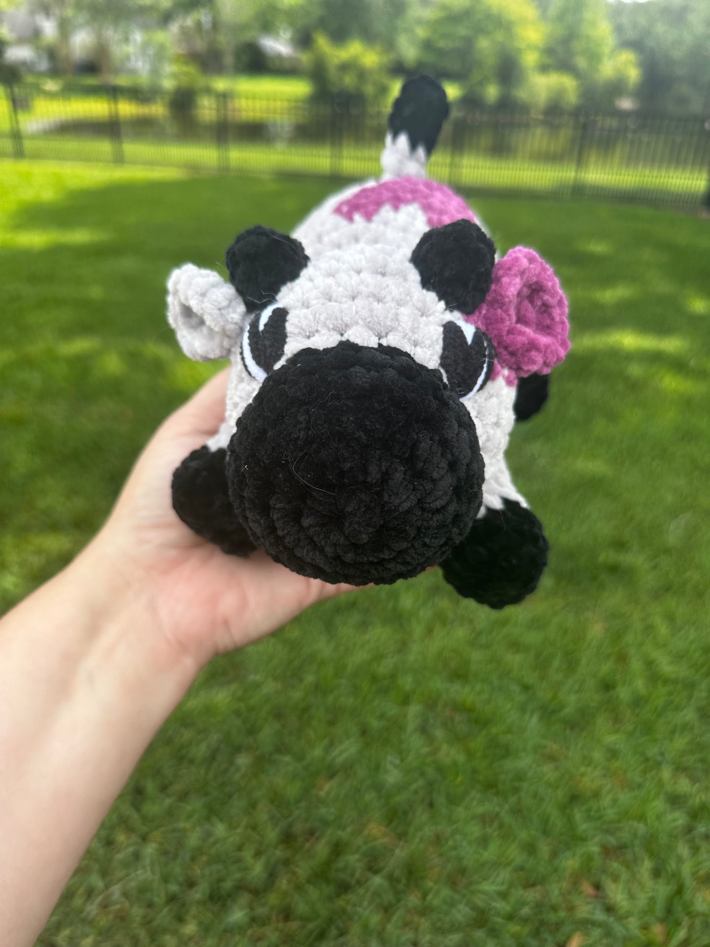 Kyleigh the Cow Plushie (Ready to Ship) - Gray/Black/Plum