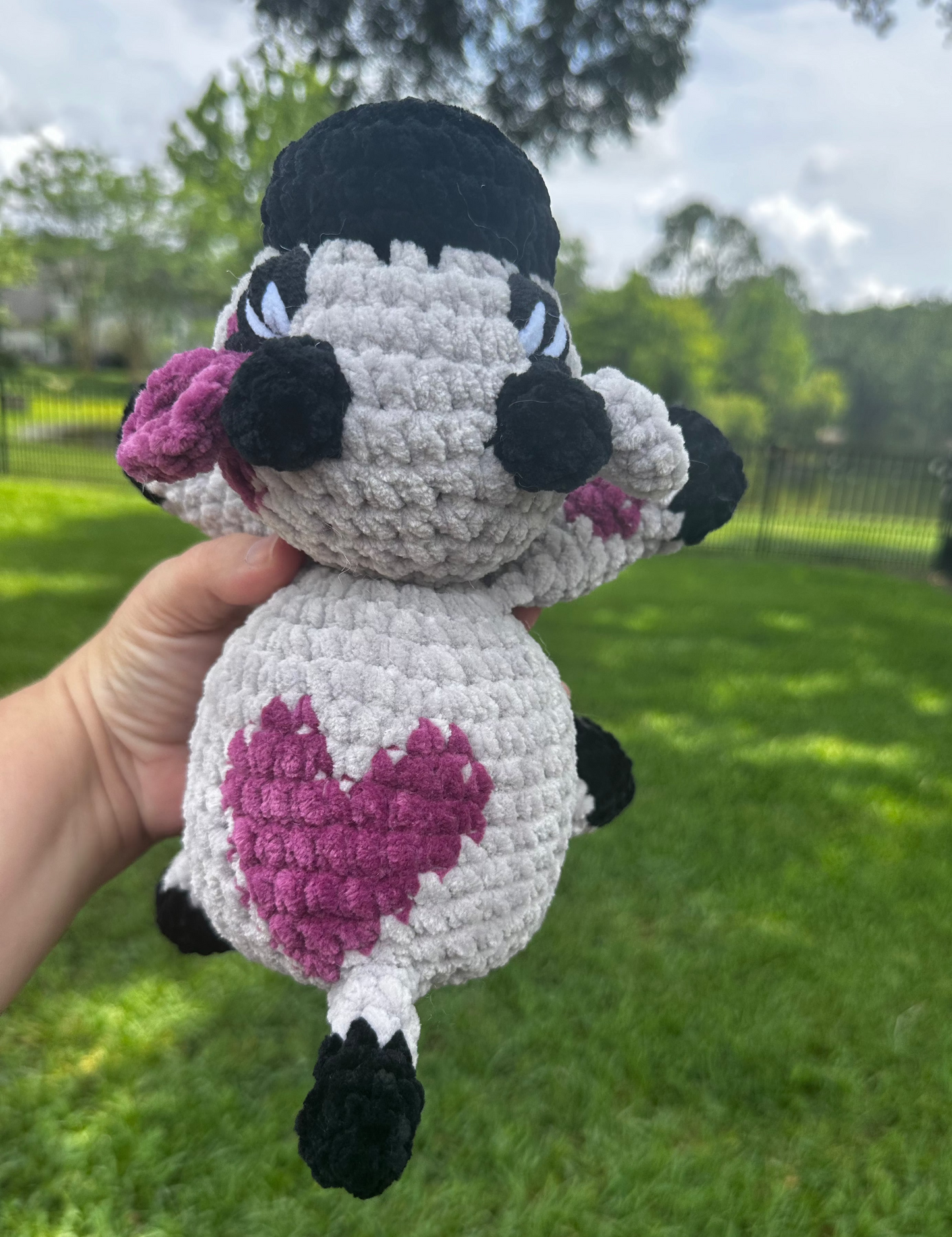 Kyleigh the Cow Plushie (Ready to Ship) - Gray/Black/Plum
