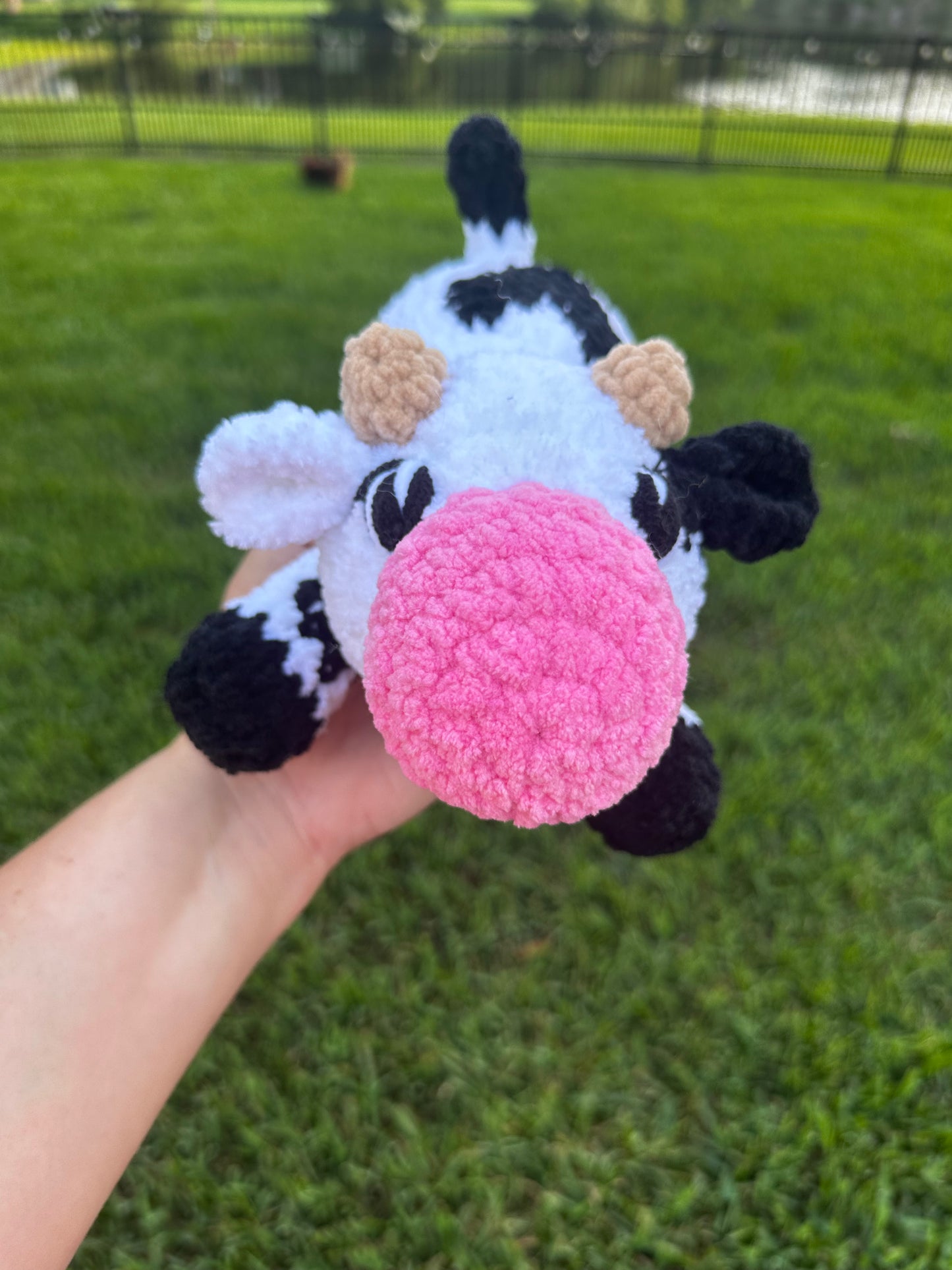 Kyleigh the Cow Plushie (Ready to Ship) - White/Black/Pink