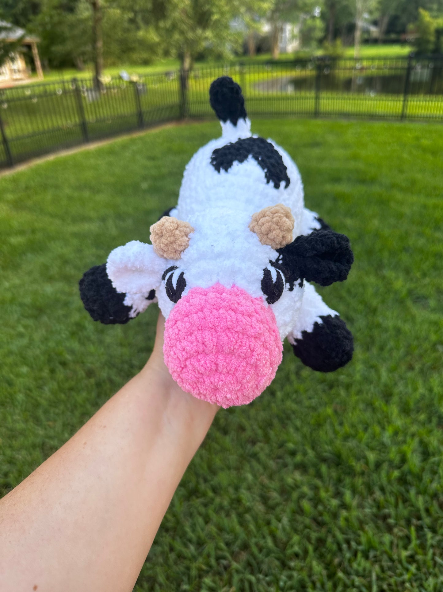 Kyleigh the Cow Plushie (Ready to Ship) - White/Black/Pink
