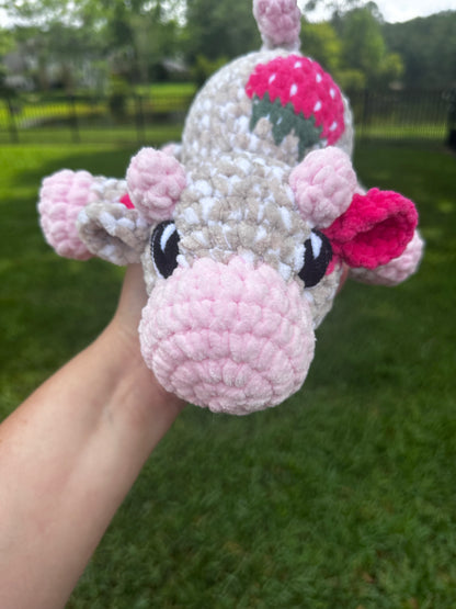 Kyleigh the Cow Plushie (Ready to Ship) - Multi Tan Strawberry