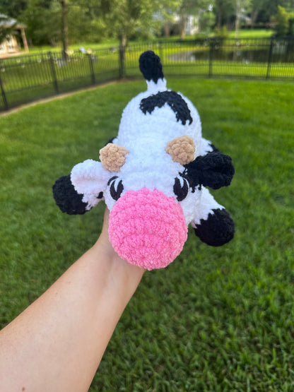 Kyleigh the Cow Plushie (Ready to Ship) - White/Black/Pink